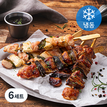 플레잇 국내산 파닭꼬치 + 숯불데리양념소스 세트 (냉동), 300g, 6세트