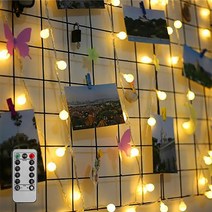 대한 벽 인테리어 크리스마스 트리 LED 캠핑 감성 파티 앵두 줄 전구 조명 100구 10M, 옐로우