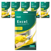 안셀 엑셀 라텍스 고무장갑 M, 레몬 옐로우, 6개, 중(M)