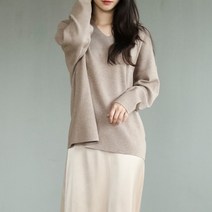 여성용 프램 브이넥박시 니트