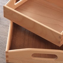 블럭마트 밤나무 트레이 주방쟁반 2p, 혼합 색상