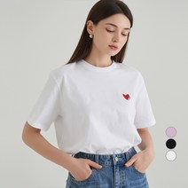 ELLE PARIS 하트 자수 반팔 티셔츠