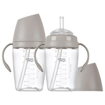 티지엠 트라이탄 쌀알 빨대컵 240ml, 웜그레이, 2개