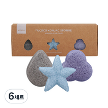 마더케이 유아용 퓨코코 목욕 곤약스펀지 3종 세트, 바다블루, 6세트
