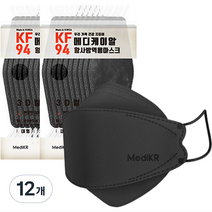 메디케이알 황사방역용 마스크 KF94 대형 검정색, 25매입, 12개, 블랙
