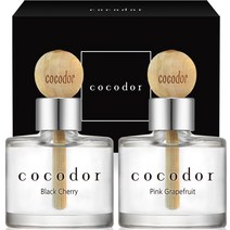 코코도르 우드볼 차량용디퓨저 50ml 2개입, 프룻(블랙체리, 핑크 그레이프프룻), 1세트