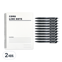 투코비 코마 스프링 라인노트 + 제트스트림 볼펜 흑색 0.7mm 10p 세트, 화이트(노트), 2세트