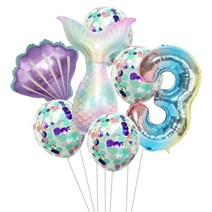 이모쿠비 생일파티 숫자풍선세트, 머메이드 3, 1세트