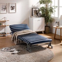 라꾸라꾸 수납침대 4탄 접이식침대   세탁전용커버, 스트라이프(블루 그레이 화이트)
