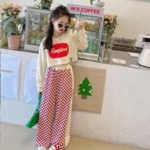 오렌지다몸 여아용 keep 체인 크롭 맨투맨 팬츠 세트