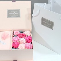 다우에프앤지 조화 이베리스 프리져브드 비누카네이션 용돈박스 + 쇼핑백, 핑크박스 + 핑크