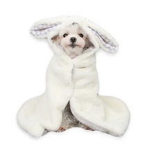이츠독 강아지 토끼 망토 후드 담요, 아이보리