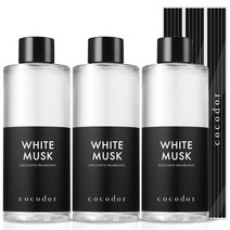 코코도르 디퓨저 리필액 3개 + 리드스틱 15개입, 화이트머스크, 200ml