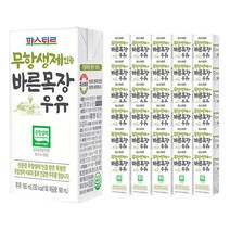 파스퇴르 무항생제 인증 바른목장 우유, 190ml, 72개