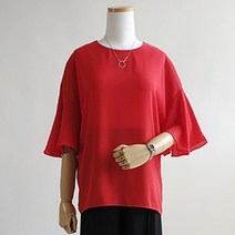 헤라 루즈핏 라운드넥 7부 소매 블라우스
