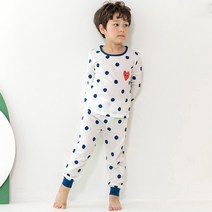 메이키즈 아동용 빅도트하트네이비 오가닉 9부 쟈가드 실내복 상하 세트