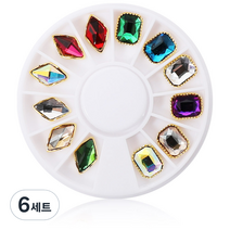 메이브라운 캡스톤다이아 네일스톤 파츠 세트 M02192, 혼합 색상, 6세트