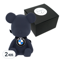 라띠크제이 엠블럼 베어 차량용 방향제 BMW 블랙 + 리필 베이비파우더 5ml, 2세트