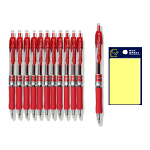 동아 유노크펜 0.5mm 12p + 투코비 스티키 메모패드 노랑 세트, 적색, 1세트