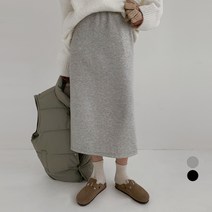 바블링브룩 여성용 데일리 기모 H라인 밴딩 롱 스커트