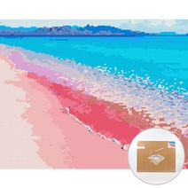 아트조이 DIY 보석 십자수 캔버스형 50 x 40 cm, 핑크 샌드 비치, 1세트