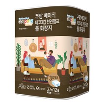 쿠팡베이직 데코3겹 롤화장지 27m 12롤, 12개, 1팩