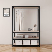 홈던트 하우스 시스템 드레스룸 4단 1행거 1200 x 400 x 1800 mm 블랙