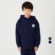 롤리트리 아동용 루즈핏 포켓 프린트 포인트 기모 후드 티셔츠