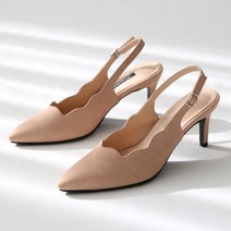단골언니 여성용 라튤립 물결라인 스틸레토 슬링백 힐 7cm