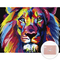 아트조이 DIY 보석십자수 캔버스형 30 x 40 cm, 레인보우 사자, 1세트
