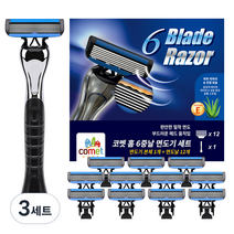 코멧 홈 6중날 면도기 세트 면도기 본체 1개 + 면도날 12개, 3세트