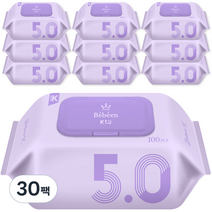 베베앙 K 5.0 저자극 엠보싱 아기물티슈 캡형, 100매, 30팩