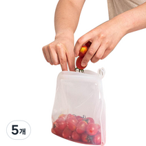 생활백서 제로웨이스트 실리콘 지퍼백 500ml, 5개