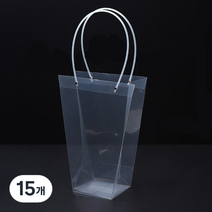 미화부장 PVC 비닐 꽃다발 화분 식물 선물 케이크 포장 투명 긴 대형 쇼핑백, 02 사다리꼴 중, 15개