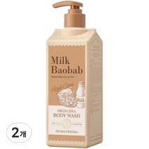 밀크바오밥 하이세라 바디워시 페어앤프리지아, 2개, 500ml