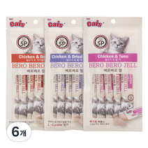 더캣츠 미니 베로베로젤 고양이 간식 5p, 닭 + 북어 + 가다랑어 + 참치 혼합맛, 50g, 6개