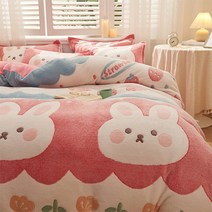 겨울준비 끝 보들보들 보온 최강 극세사 베개커버 2p + 이불커버 + 침대시트 4피스 세트