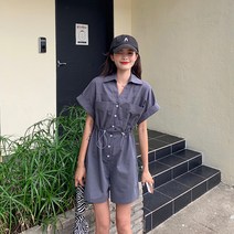 피어니스트 캐주얼 반팔 셔츠 점프수트