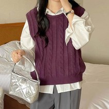 앤드스타일 여성용 크로스케이블 니트 베스트 조끼 261490