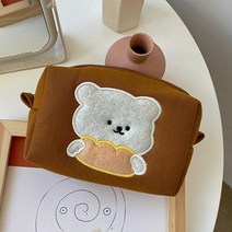 빵쿠키냠 화이트 베어 지퍼 파우치