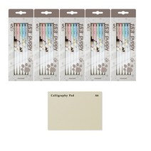 모나미 153 퍼피 0.5mm 5색 5p + 두성종이 캘리그라피 패드 A6 30p, 혼합색상, 1세트