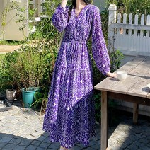 앤드스타일 여성용 크로스다이아 패턴 랩 롱 원피스 261289