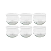 WECK 튤립형 유리몸체 6p + PE 뚜껑 밀크 6p 세트 No.744, 580ml, 1세트
