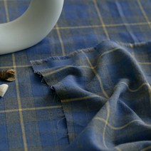 천팜 20수 선염면 옐로우 블루 타탄 체크 패브릭 원단, 844 혼합색상