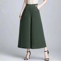 여성용 MA 통 와이드 9부 팬츠