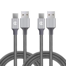 디씨네트워크 메탈 패브릭 USB C타입 고속 충전케이블 2p, 3m, 그레이