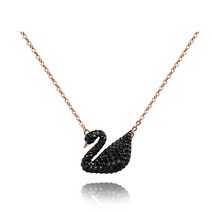 스와로브스키 Iconic Swan 블랙 스완 파베세팅 목걸이 5204134