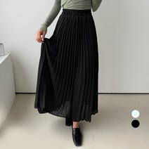 세컨그라운드 여성용 플리츠 주름 밴딩 스커트