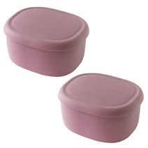 실리콘 냉동냉장 전자레인지 도시락 600ml + 600ml 밀폐용기 세트 핑크, 1세트