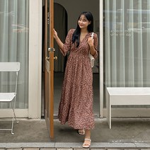 랩스타일 플라워 롱원피스